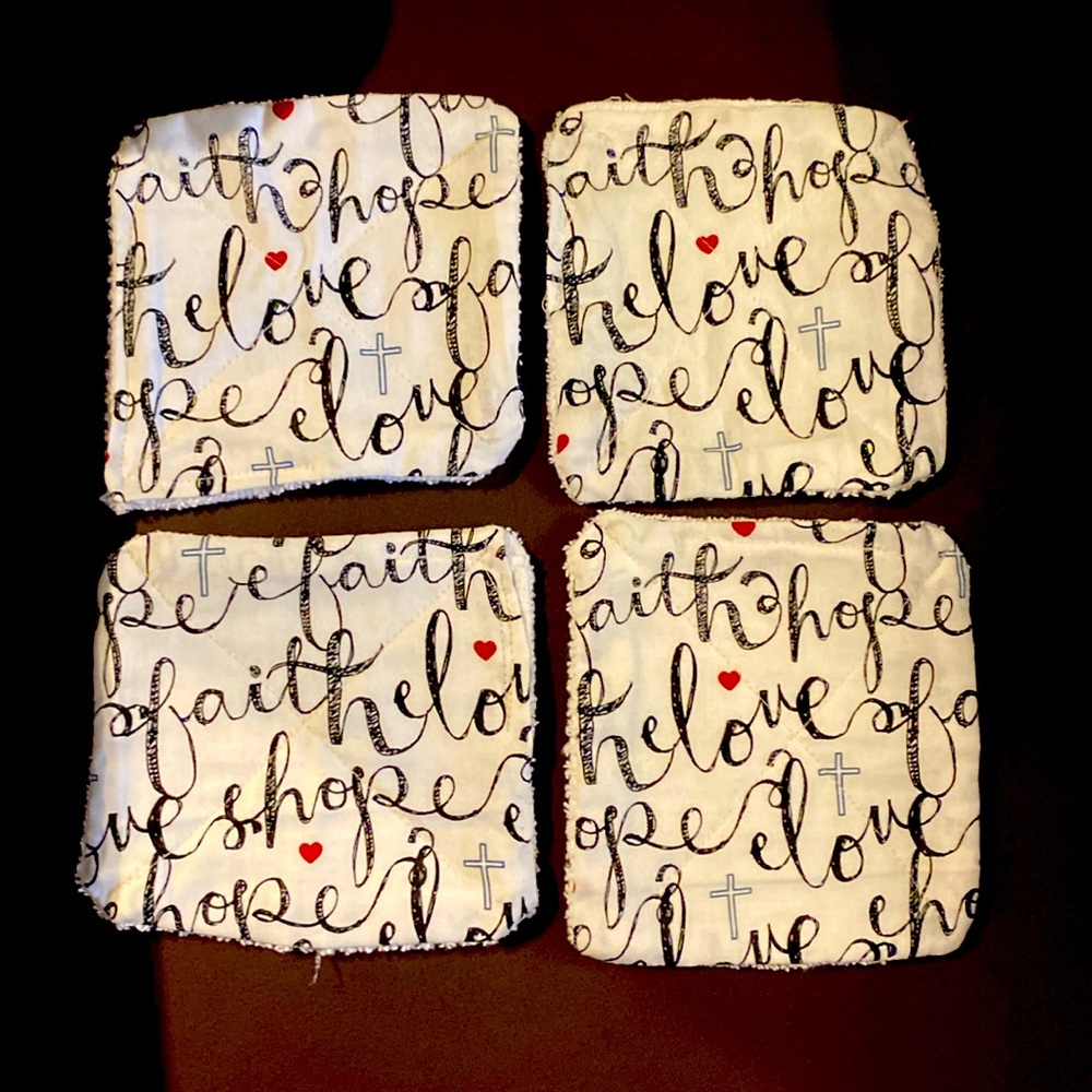 Handmade Quilted 💆🏼‍♀️🧴Face towels! Set of 4, Reusable, Washable, Bar towel